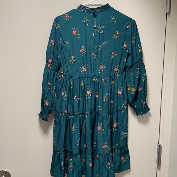 Zara Green Floral Long Sleeve Mini Dress NWT XS - Picture 10 of 12